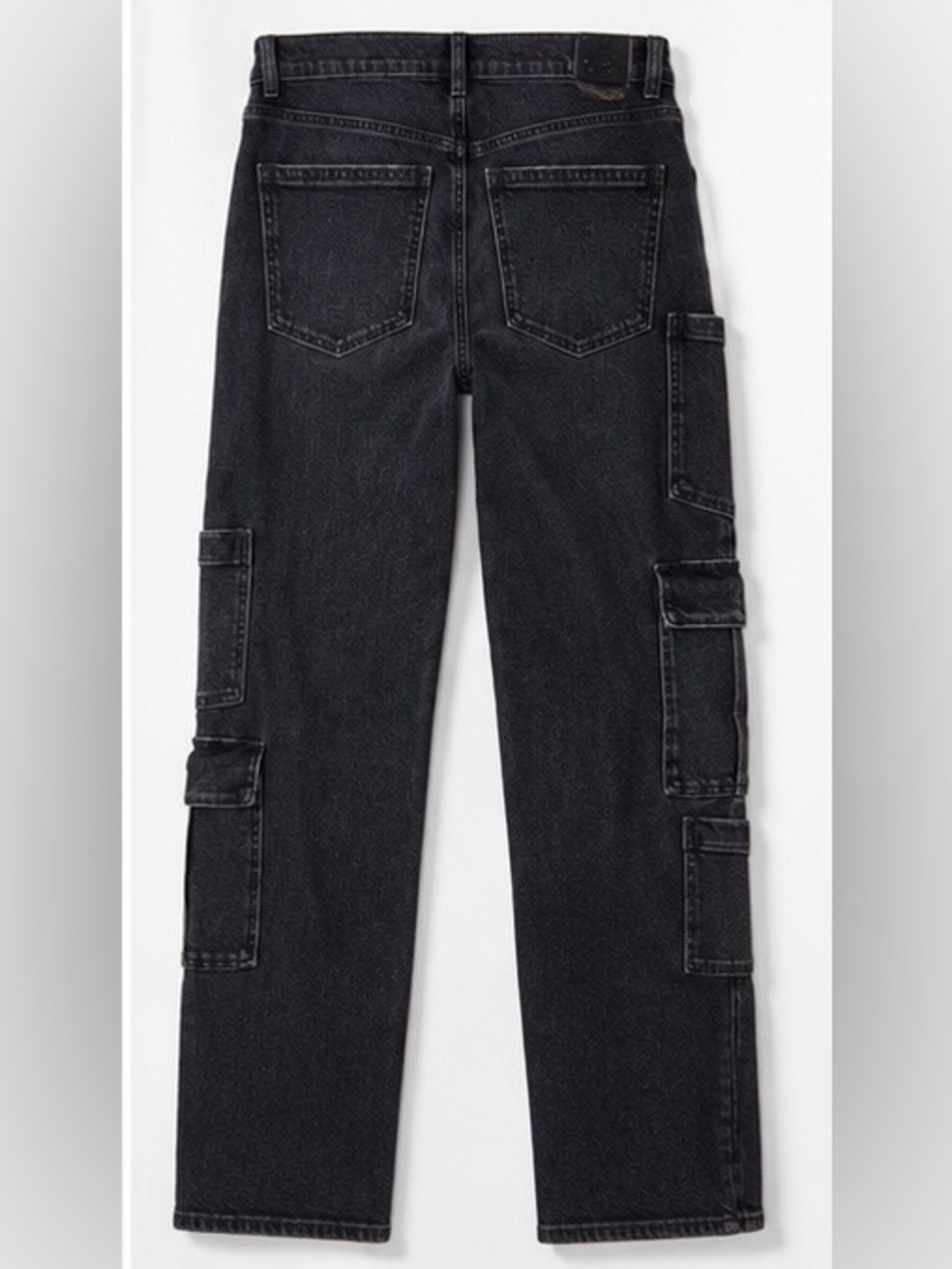 American Eagle Super High Rise Baggy Straight Cargo Jeans Black Wash 10 Short - Picture 6 of 11